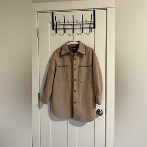 Zara Tan Lightweight Shirt Jacket Relaxed Fit